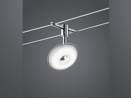 Lampen Seilsystem 5 LED Deckenstrahler Spots Rund Chrom 5 Meter, Deckenleuchten 4