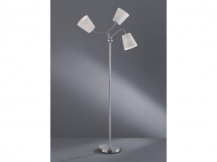 Mehrflammige LED Stehleuchte flexibel Silber mit Stofflampenschirm Ø15cm in Weiß 5