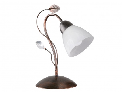 Antik Look LED Tischlampe im Florentiner Stil mit Blätter Motiv aus Metall Rost
