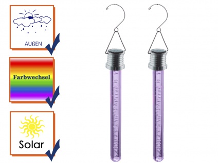 RGB LED Solarlichtstäbchen für draußen - 2er SET Hängeleuchten, Luftblasen-Optik - Vorschau 3