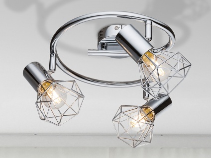 Industriedesign Deckenstrahler Gitterlampen, Drahtgeflecht Lampenschirm Silber