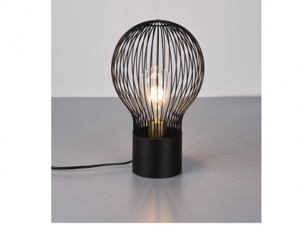 Kleine LED Tischlampe Industrie Design Gitterlampenschirm in schwarz aus Metall