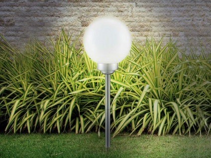 LED Solarlampe Gartenkugel Kunststoff 20cm mit Erdspieß, Solarkugel Gartenlampe