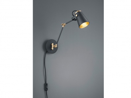 Moderne Wandlampe aus Metall in schwarz matt, variabel verstellbare Leseleuchte