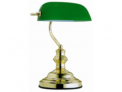 2x Globo Tischlampe ANTIQUE, Bankerlamp Glas grün, Retro Vintage Tischleuchten 5