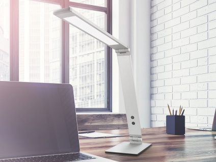 LED Schreibtischleuchte Aluminium verstellbar Dimmer & 4 Lichtfarben Bürolampe