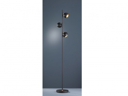 Designer Standlampe LED 155cm hoch, mit 3 Spots dreh+schwenkbar in schwarz matt