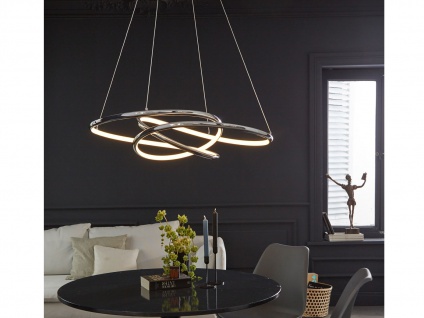 Dimmbare LED Pendelleuchte silber 69x95cm, modernes Design, Esstischlampe Küche