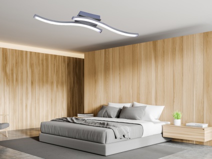 Moderne LED Deckenleuchte 2 flammig Nickel matt 56x9cm Wohnraumbeleuchtung - Vorschau 3