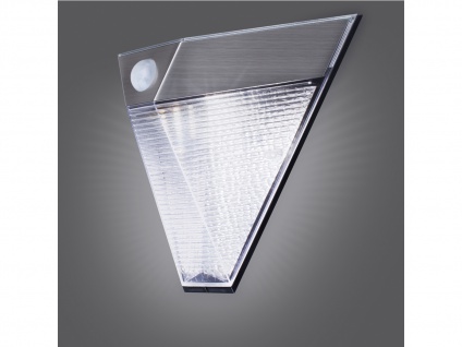 2x LED Solar Außenleuchte Bewegungsmelder Edelstahl dreieckig Downlight außen 2