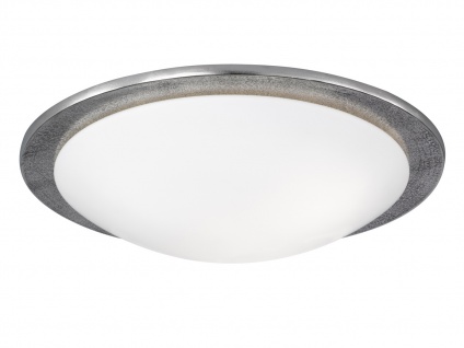 LED Deckenleuchte SHINE-ALU 50cm Nickel antik Glas opalweiß Deckenlampe Design