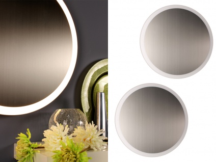 Angesagte LED Innenlampe für Wand und Decke mit Spiegel Design Silber rund 50cm
