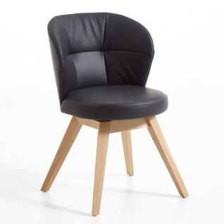 Hartmann Runa 8410 Stuhl Romy gepolstert mit Elastic-Aktiv-Federung Gestell aus Massivholz Kerneiche natur Bezug in Stoff oder Leder wählbar