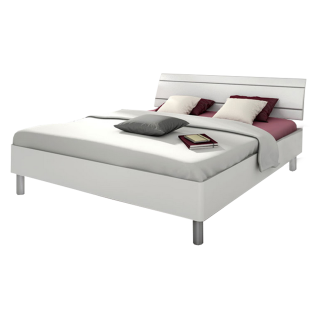 Nolte Möbel Sonyo Bett 2 mit gerundetem Bettrahmen und Holz-Rückenlehne in Polarweiß Liegefläche ca. 180 x 200 cm Rückenlehne und Füße wählbar