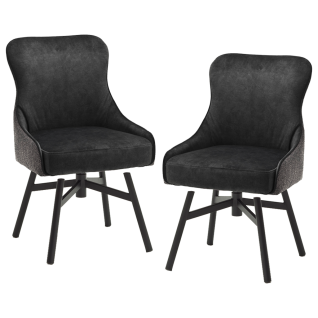 MCA furniture Polsterstuhl Sheffield ohne Armlehnen mit 4-Fuß-Gestell rund Sitzschale A Luxus-Komfortsitz 360 Grad drehbar Stühle im 2er Set