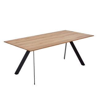 Niehoff Esstisch Ancona mit Tischplatte in Charakter-Eiche Massivholz und 4-Fuß Gestell in Eiche schwarz
