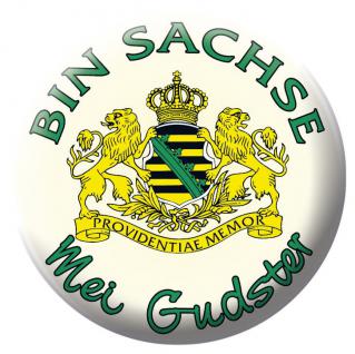 Button Abzeichen Emblem Magnetbutton mit Druck " Bin Sachse Mei Gudster" NEU (16232)