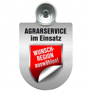 Einsatzschild mit Saugnapf - Agrarservice im Einsatz incl. Regionenwappen nach Wahl 393802