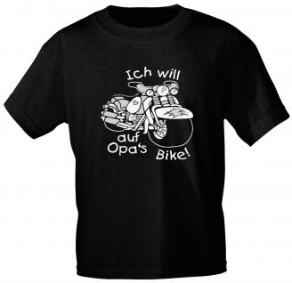 Kinder T-Shirt - Ich will auf Opas Bike - 06904 - schwarz - Gr. 92/98
