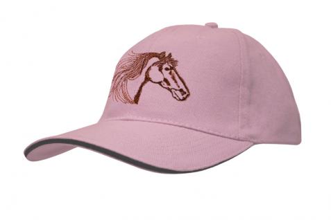 Baseballcap mit Einstickung - Pferd Pferdekopf wehende Mähne - versch. Farben 69245 rosa