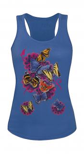 Tank-Top mit Print - Butterfly Schmetterlinge Blumen T09842 Gr. Royal / XS