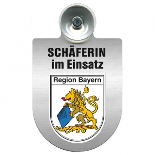 Einsatzschild Windschutzscheibe incl. Saugnapf - Schäferin im Einsatz - 309459 Region Bayern