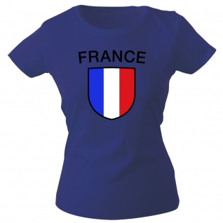 Girly-Shirt mit Print Fahne Flagge Wappen France Frankreich G73351 Gr. Navy / S