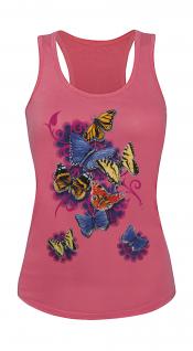Tank-Top mit Print - Butterfly Schmetterlinge Blumen T09842 Gr. rot / XS
