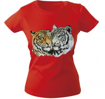 Girly-Shirt mit Print - Tiger - 10848 - versch. farben zur Wahl - rot / XL