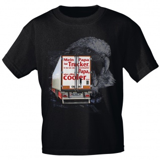 Kinder T-Shirt mit Print - Mein Papa ist Trucker...cooler - 12262 anthrazitgrau Gr. 110/116