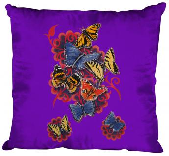 (K098427) Deko- Kissen mit hochwertigem Motiv " Schmetterlinge", Größe ca. 40 x 40 cm, in 12 Farben erhältlich lila