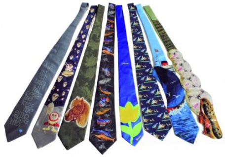 10 x Seiden Krawatte mit Print verschiedene Motive Restposten Sonderpreis - 100082