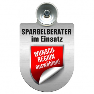 Einsatzschild mit Saugnapf Spargel Berater incl. Regionenwappen nach Wahl 393835