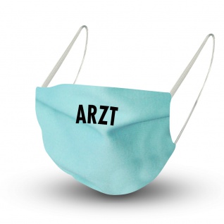 Textil Design Maske mit zertifizierten Innenvlies - ARZT - 15870 HELLBLAU + Gratiszugabe