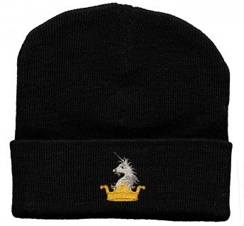 Hip-Hop Mütze mit Einstickung - Krone Einhorn- (56526) Wollmütze Wintermütze Skimütze Strickmütze