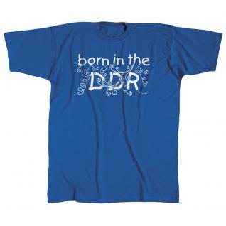 Kinder-T-Shirt mit Print - born in the DDR - 06928 blau - Gr. 122/128
