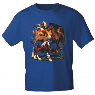 T-Shirt mit Print - Pferde Herde Horses Kaltblut Hengst - 12668 Gr. Royal / M