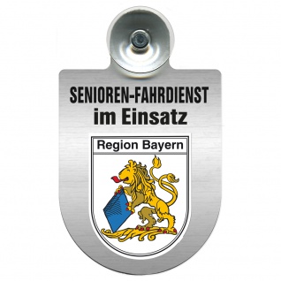 Einsatzschild Windschutzscheibe incl. Saugnapf - Senioren Fahrdienst im Einsatz - 309725 Region Bayern