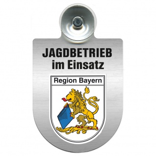 Einsatzschild Windschutzscheibe incl. Saugnapf - Jagdbetrieb im Einsatz - 309730 - Region Bayern