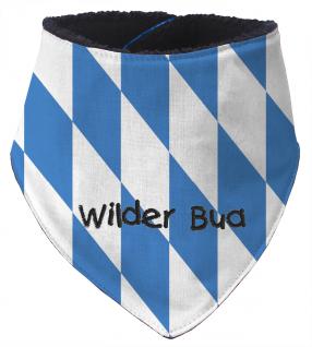 Dreieckstuch mit Einstickung - WILDER BUA - 12233 blau-weiße Rauten