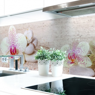 Küchenrückwand Orchideen Weiß Premium Hart-PVC 0, 4 mm selbstklebend - Direkt auf die Fliesen