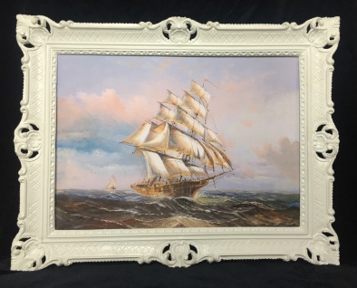 Gemälde Segelschiff Meer Schiffsbilder Seestück Maritime Weiß Schiffe 90x70