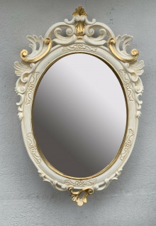 Barock Wandspiegel Weiß Gold Oval Spiegel Antik Rokoko Badspiegel 49x32 Prunk - Vorschau 3