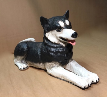 Hunde Figur Husky HUND L50 x T20x H25 Lebensecht Tierfigur Deko ITALY Skulptur