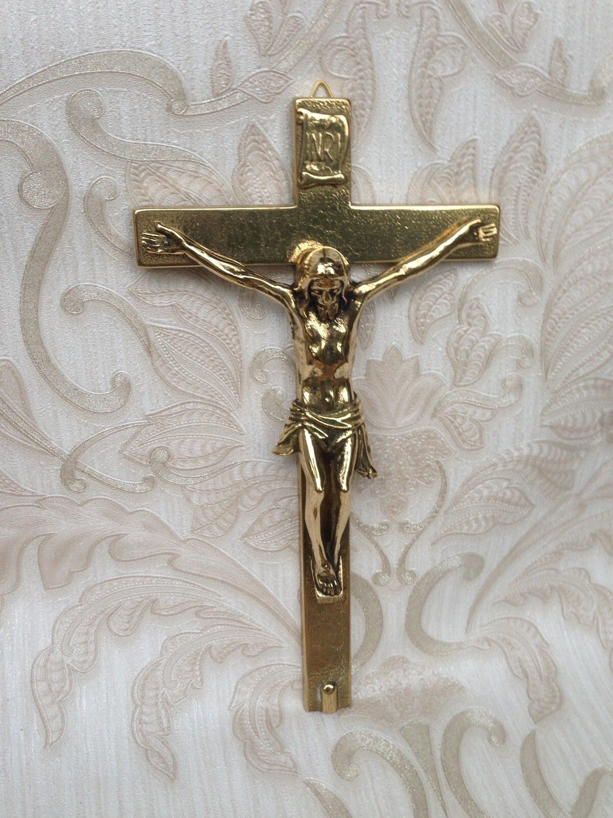 Wandkreuz Kreuz Messing Gold Jesus Korpus Hergott Kruzifix Christuskorpus Antik 
