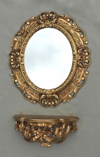 SET Wandspiegel Wandkonsole Gold Barock Spiegelablage 45x37 Spiegel mit Konsole 1