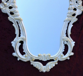 Wandspiegel oval Weiß gold Barock Spiegel 50X76 Badspiegel Antik Rokoko Stil 3