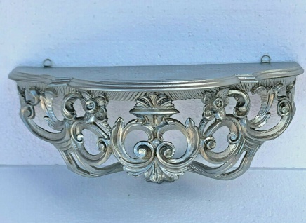 Spiegelkonsole Wandkonsole Regal,Wandregal WEIß Silber 38x20 ANTIK,Ornamente 