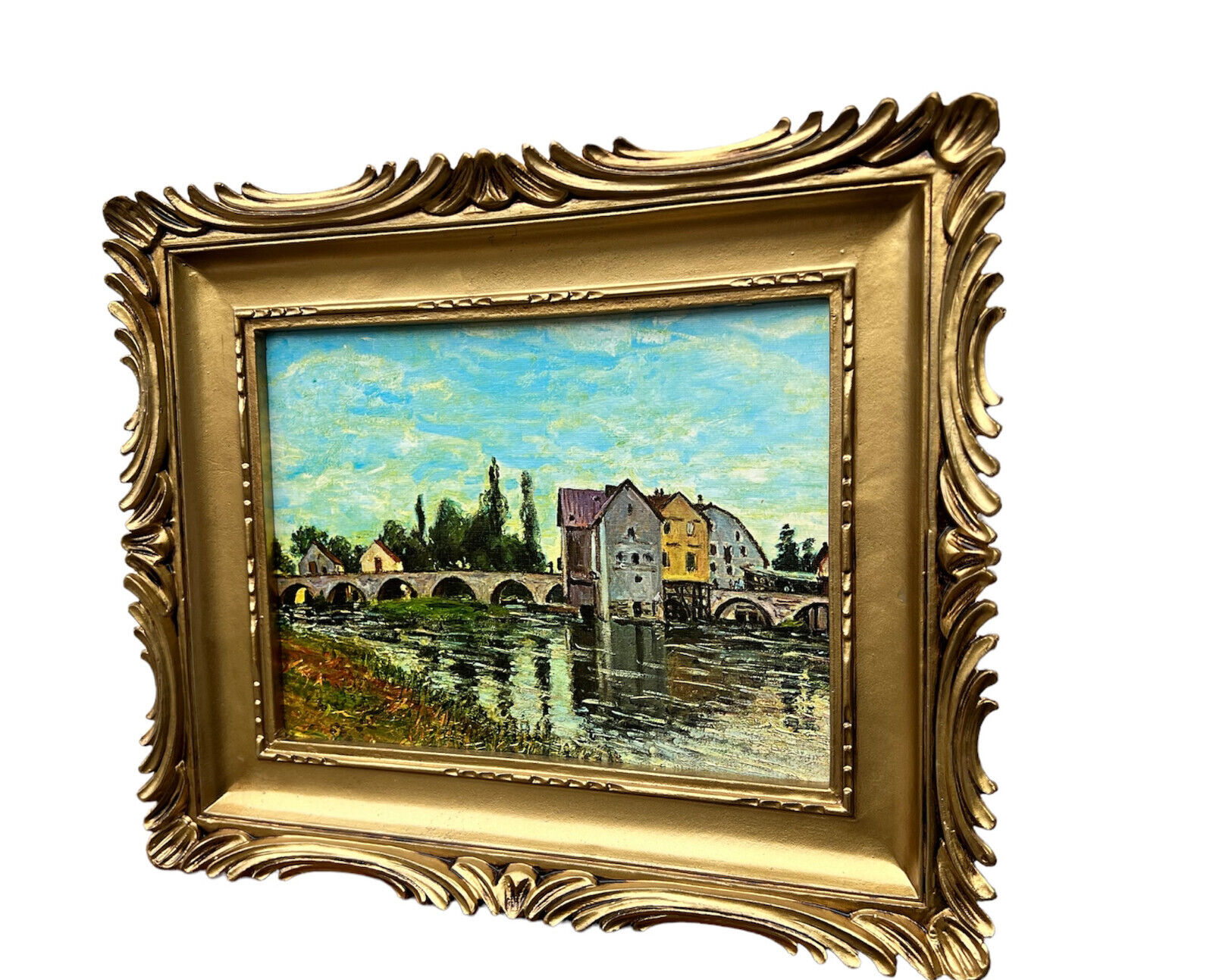 Ponte Vecchio Fluss Gemälde33x28 Antik BAROCK Bild Mit Rahmen Kunstdruck