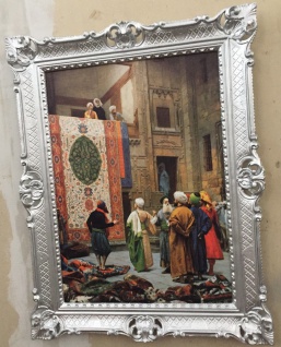 Rahmen mit Bild Gemälde Teppich Verkäufer orientalisches 90x70cm Barock silber - Vorschau 2